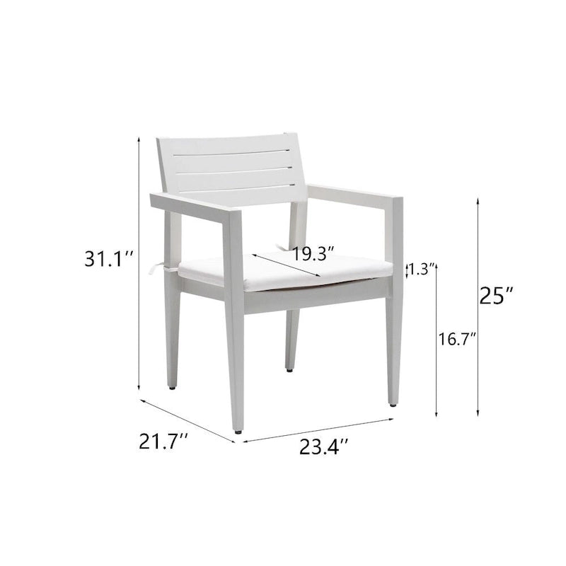 Lot de 4 chaises de salle à manger fixes d'extérieur en aluminium, grisâtre