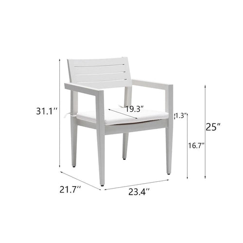 Lot de 4 chaises de salle à manger fixes d'extérieur en aluminium, grisâtre