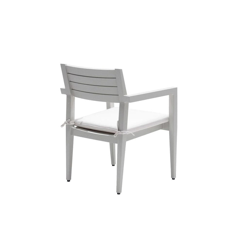 Lot de 4 chaises de salle à manger fixes d'extérieur en aluminium, grisâtre