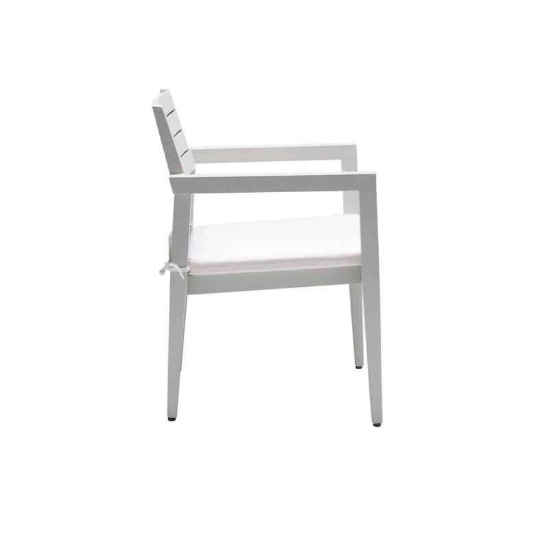 Lot de 4 chaises de salle à manger fixes d'extérieur en aluminium, grisâtre