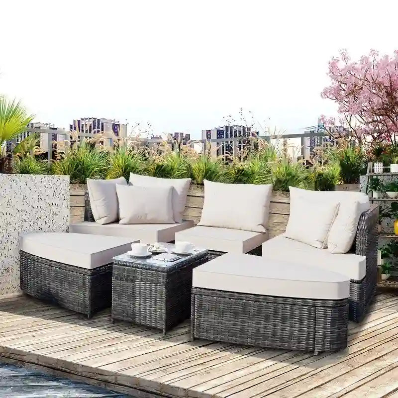 Ensemble de mobilier de jardin 6 pièces avec canapé