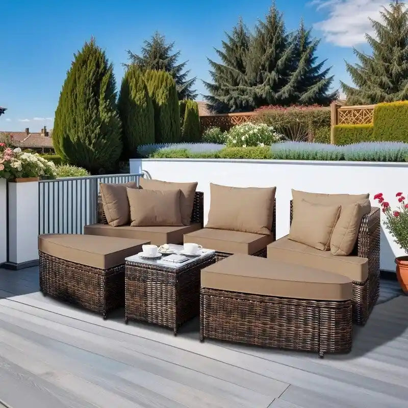 Ensemble de mobilier de jardin 6 pièces avec canapé