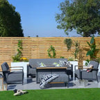 Ensemble de conversation en acrylique pour patio avec table brasero et barbecue