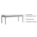 Ensemble de salle à manger d'extérieur 6 pièces en aluminium blanc mat avec coussins gris et trou pour parasol