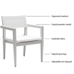 Ensemble de salle à manger d'extérieur 6 pièces en aluminium blanc mat avec coussins gris et trou pour parasol