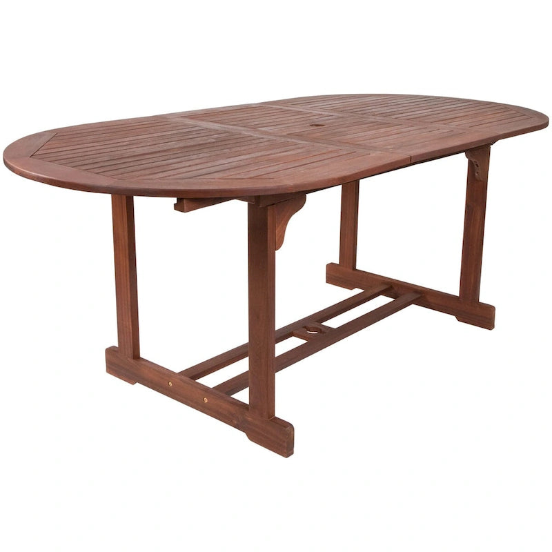Table de salle à manger pliante ovale d'extérieur en bois d'acacia