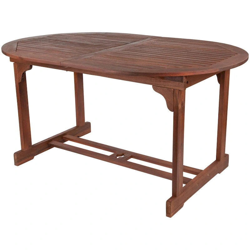 Table de salle à manger pliante ovale d'extérieur en bois d'acacia