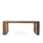 Table basse d'extérieur en bois, plateau à lattes, grise