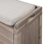 Banc de rangement en bois d'acacia lavé blanc/expresso/bleu marine/blanc avec 2 tiroirs et panier amovible, 1 place