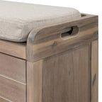 Banc de rangement en bois d'acacia lavé blanc/expresso/bleu marine/blanc avec 2 tiroirs et panier amovible, 1 place