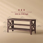 Banc à chaussures 2 niveaux en panneaux de particules marron-rouge/marron miel avec cadre en acier, 1 place