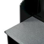 Meuble d'entrée en MDF blanc/noir avec banc capitonné, 4 patères, 3 niches et 2 placards