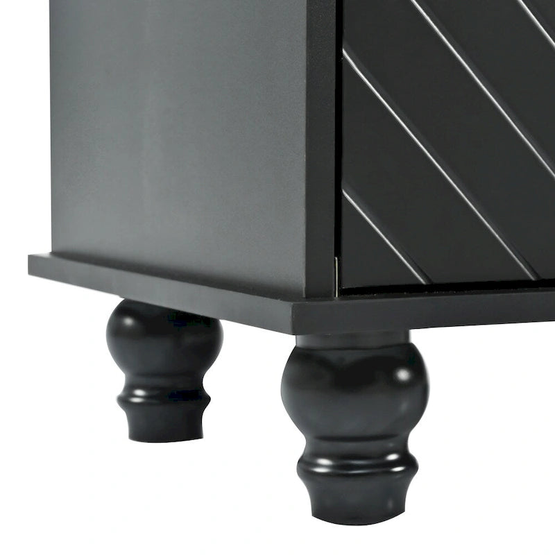 Meuble d'entrée en MDF blanc/noir avec banc capitonné, 4 patères, 3 niches et 2 placards