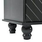Meuble d'entrée en MDF blanc/noir avec banc capitonné, 4 patères, 3 niches et 2 placards