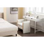 Banc en velours beige/café/ivoire/gris avec cadre en bois et garniture dorée
