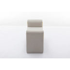 Banc en velours beige/café/ivoire/gris avec cadre en bois et garniture dorée