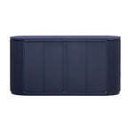Enfilade 2 portes à rayures verticales en MDF noir/bleu marine avec étagères réglables et pieds en pin