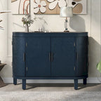 Meuble de rangement en MDF noir/marine/blanc/gris antique avec portes à motif gaufré et poignées métalliques