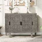 Meuble de rangement en MDF noir/marine/blanc/gris antique avec portes à motif gaufré et poignées métalliques