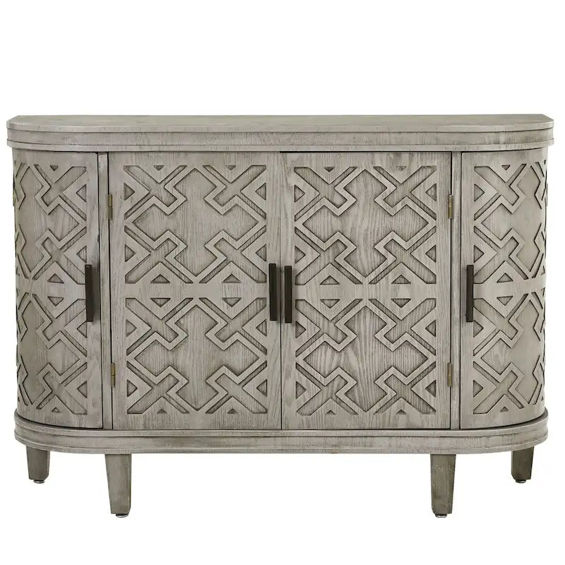 Meuble de rangement en MDF noir/marine/blanc/gris antique avec portes à motif gaufré et poignées métalliques