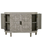 Meuble de rangement en MDF noir/marine/blanc/gris antique avec portes à motif gaufré et poignées métalliques