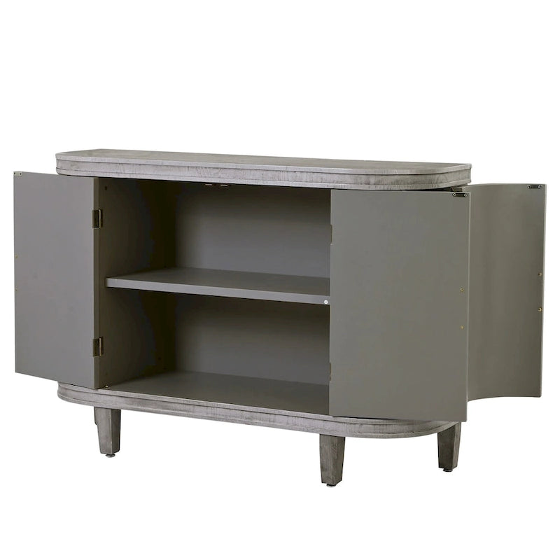 Meuble de rangement en MDF noir/marine/blanc/gris antique avec portes à motif gaufré et poignées métalliques