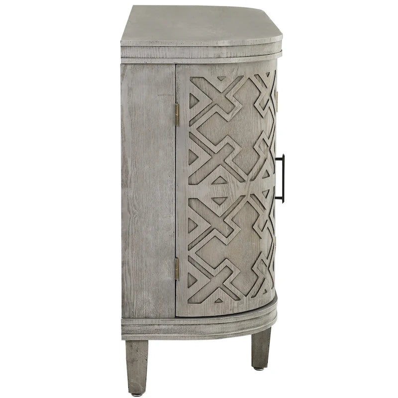 Meuble de rangement en MDF noir/marine/blanc/gris antique avec portes à motif gaufré et poignées métalliques