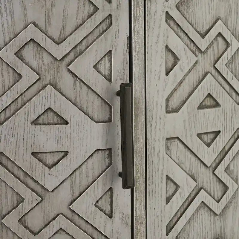 Meuble de rangement en MDF noir/marine/blanc/gris antique avec portes à motif gaufré et poignées métalliques
