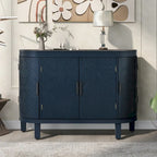 Meuble de rangement en MDF noir/marine/blanc/gris antique avec portes à motif gaufré et poignées métalliques