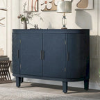 Meuble de rangement en MDF noir/marine/blanc/gris antique avec portes à motif gaufré et poignées métalliques