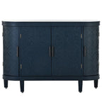 Meuble de rangement en MDF noir/marine/blanc/gris antique avec portes à motif gaufré et poignées métalliques