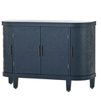 Meuble de rangement en MDF noir/marine/blanc/gris antique avec portes à motif gaufré et poignées métalliques