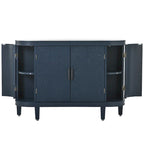 Meuble de rangement en MDF noir/marine/blanc/gris antique avec portes à motif gaufré et poignées métalliques
