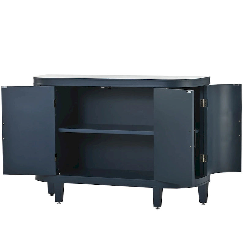 Meuble de rangement en MDF noir/marine/blanc/gris antique avec portes à motif gaufré et poignées métalliques