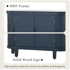 Meuble de rangement en MDF noir/marine/blanc/gris antique avec portes à motif gaufré et poignées métalliques