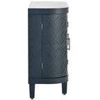 Meuble de rangement en MDF noir/marine/blanc/gris antique avec portes à motif gaufré et poignées métalliques
