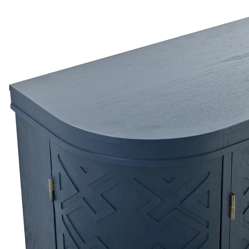Meuble de rangement en MDF noir/marine/blanc/gris antique avec portes à motif gaufré et poignées métalliques