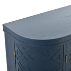 Meuble de rangement en MDF noir/marine/blanc/gris antique avec portes à motif gaufré et poignées métalliques