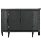 Meuble de rangement en MDF noir/marine/blanc/gris antique avec portes à motif gaufré et poignées métalliques