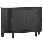 Meuble de rangement en MDF noir/marine/blanc/gris antique avec portes à motif gaufré et poignées métalliques