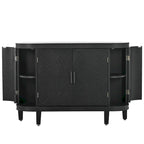 Meuble de rangement en MDF noir/marine/blanc/gris antique avec portes à motif gaufré et poignées métalliques