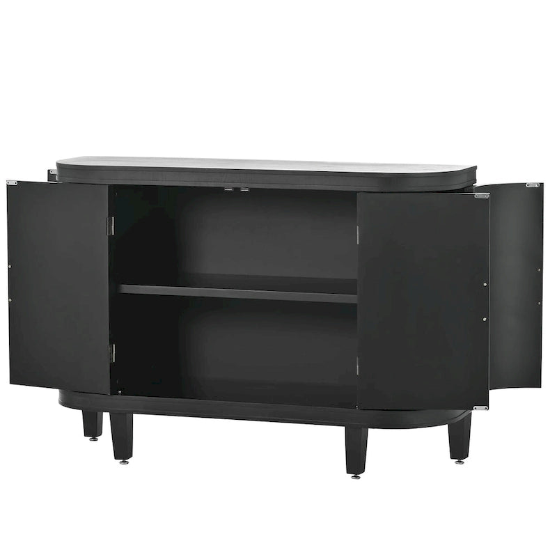 Meuble de rangement en MDF noir/marine/blanc/gris antique avec portes à motif gaufré et poignées métalliques