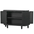 Meuble de rangement en MDF noir/marine/blanc/gris antique avec portes à motif gaufré et poignées métalliques