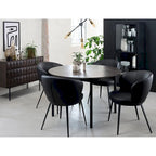 Buffet moderne en chêne espresso avec portes géométriques et rangements à fermeture douce