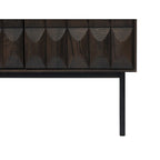 Buffet moderne en chêne espresso avec portes géométriques et rangements à fermeture douce