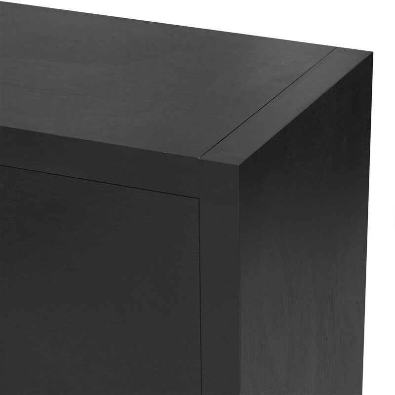 Meuble de rangement 4 portes en MDF et placage de bois, blanc/marine/noir, avec 3 étagères réglables et pieds en fer