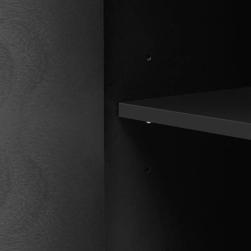 Meuble de rangement 4 portes en MDF et placage de bois, blanc/marine/noir, avec 3 étagères réglables et pieds en fer