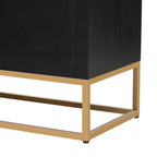 Meuble de rangement 4 portes en MDF et placage de bois, blanc/marine/noir, avec 3 étagères réglables et pieds en fer