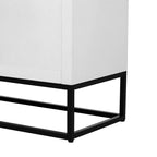Meuble de rangement 4 portes en MDF et placage de bois, blanc/marine/noir, avec 3 étagères réglables et pieds en fer