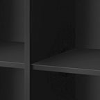 Buffet en MDF blanc/bleu marine/noir avec portes en verre trempé, 3 tiroirs et pieds en métal